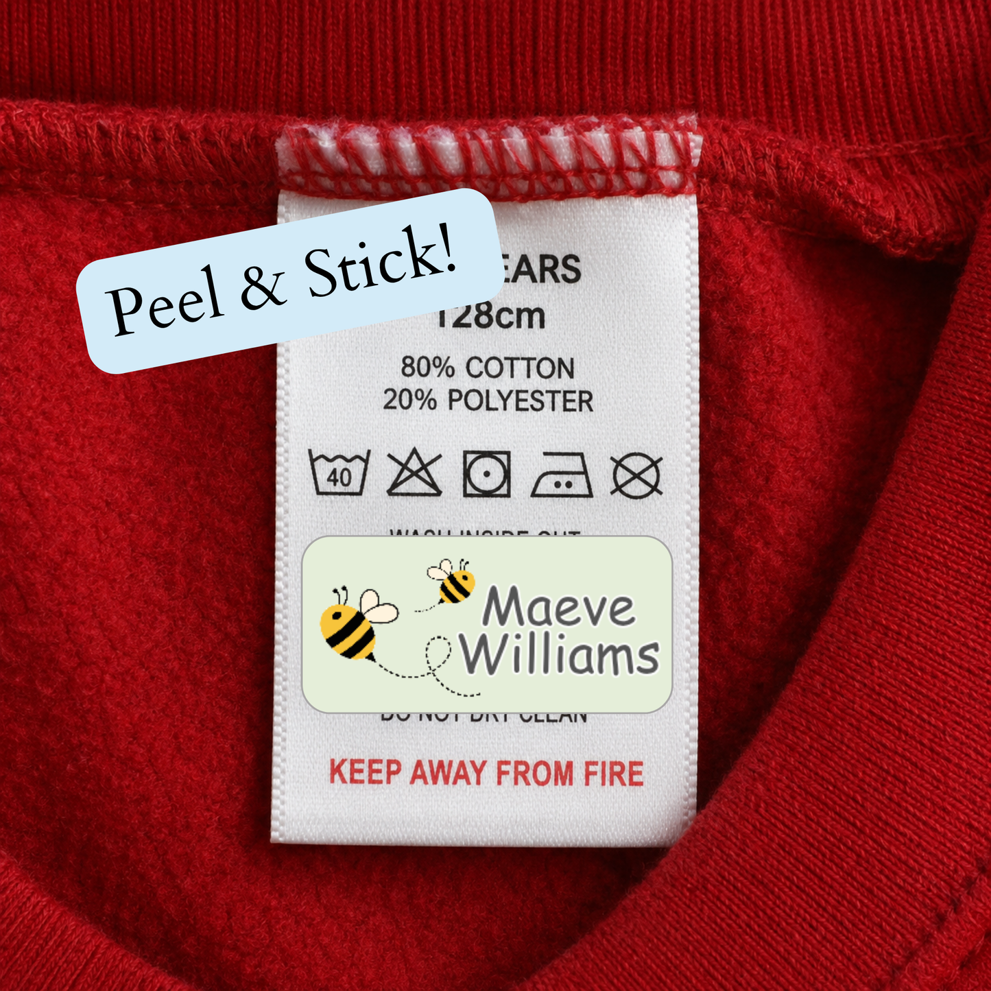 36 x Waterproof Stick-on Labels for Clothing, Lunchboxes, Water Bottles & more! | Washable Stickers