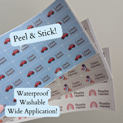 36 x Waterproof Stick-on Labels for Clothing, Lunchboxes, Water Bottles & more! | Washable Stickers