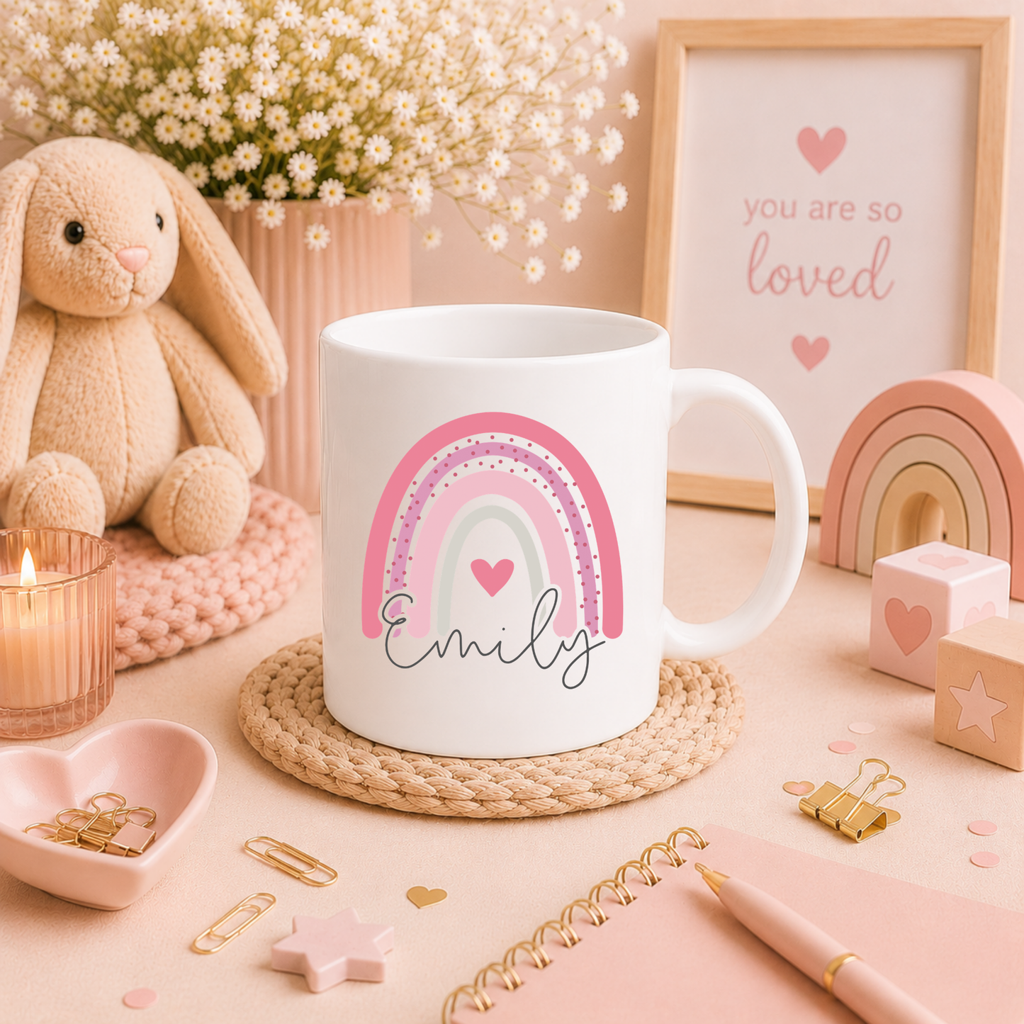 Rainbow Mug & Coaster | Personalised Name