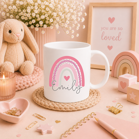 Rainbow Mug & Coaster | Personalised Name