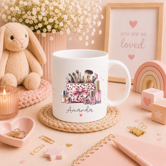 Makeup Bag Mug & Coaster | Personalised Name
