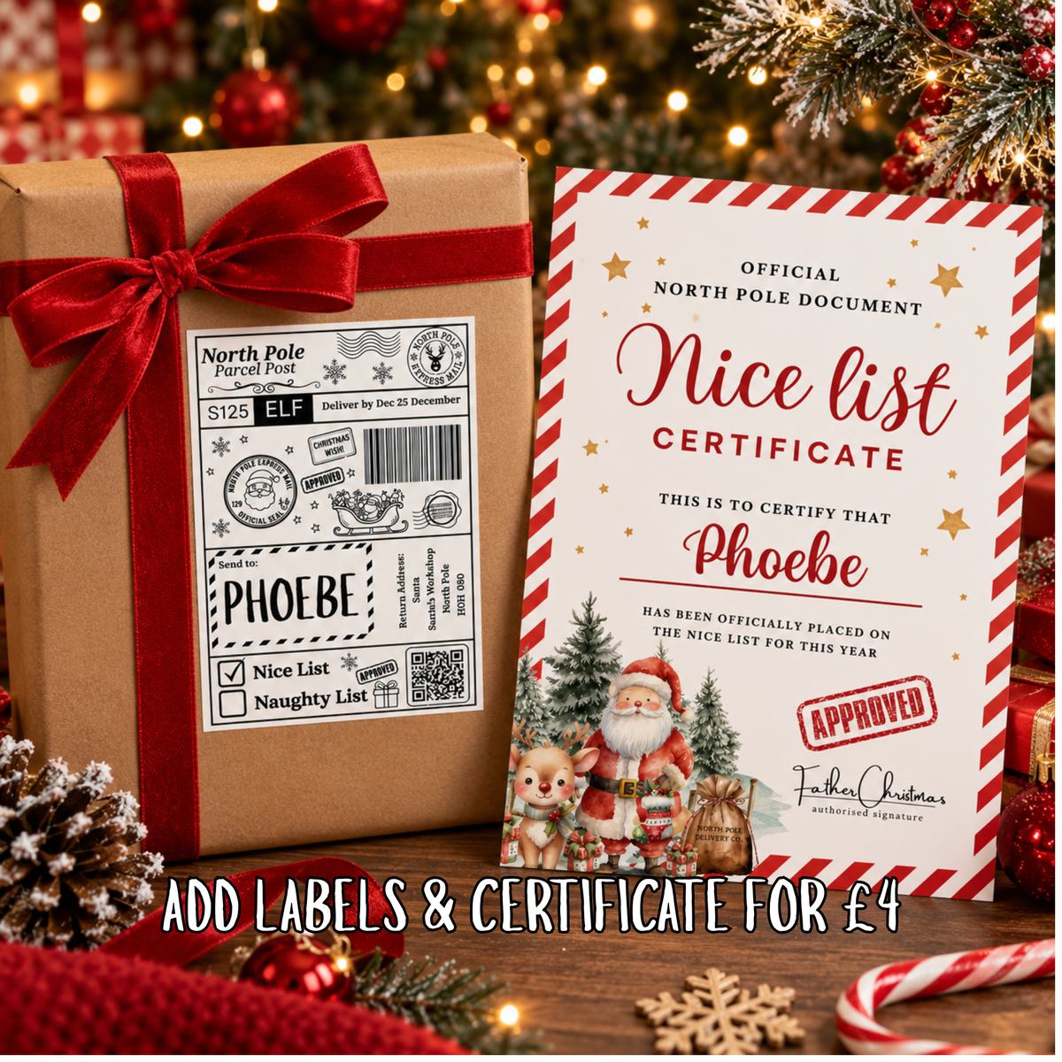 Personalised Santa Stop Here Door Hanger
