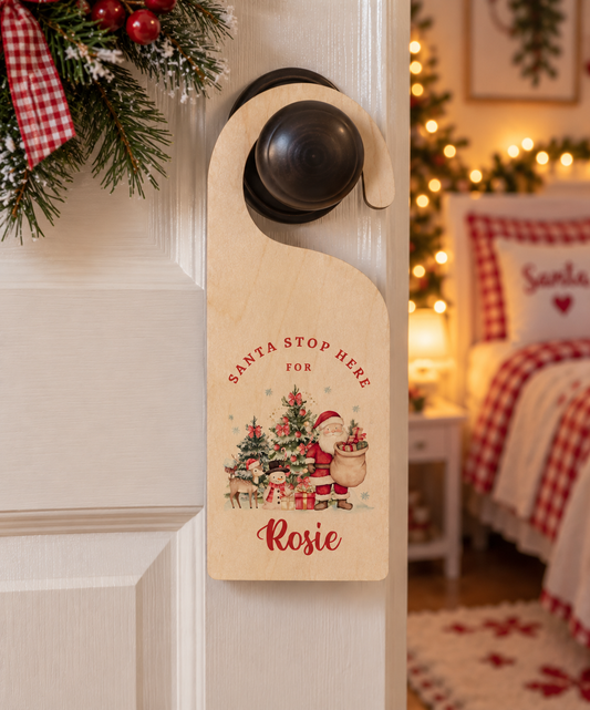 Personalised Santa Stop Here Door Hanger