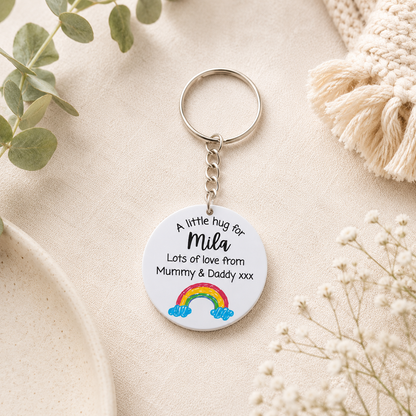 A Little Hug Keyring | Good Luck, Rainbow, Back to School, New Job | Daughter, Son, Niece, Nephew, Friend