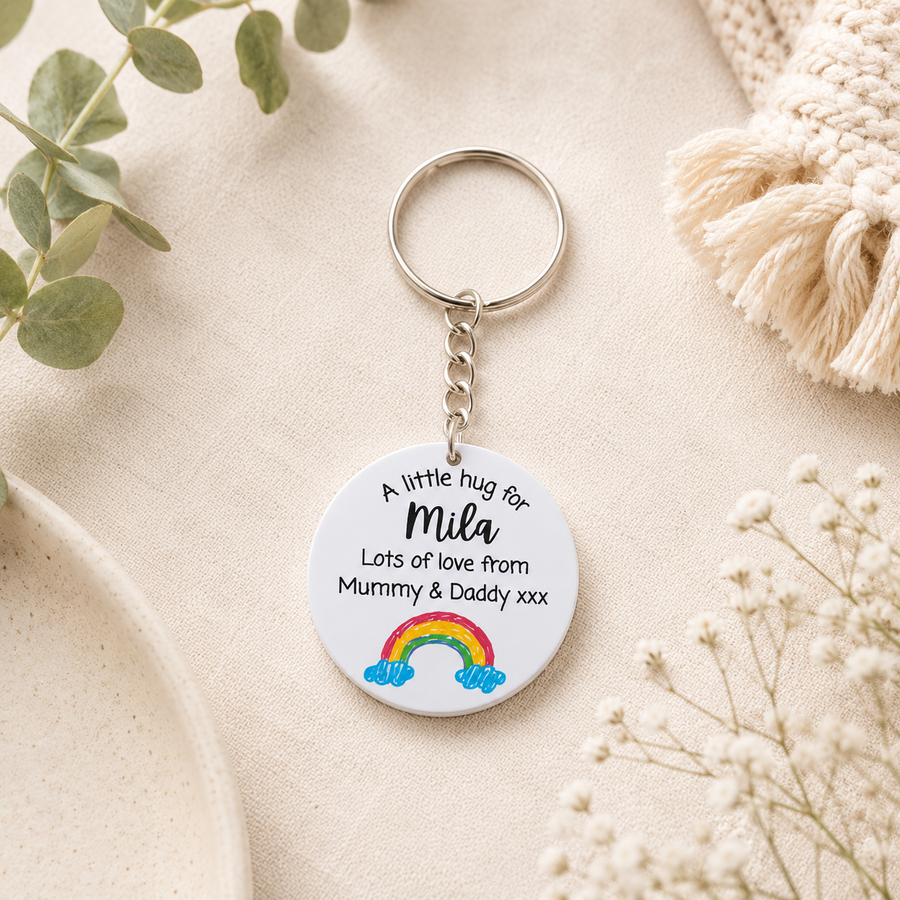 A Little Hug Keyring | Good Luck, Rainbow, Back to School, New Job | Daughter, Son, Niece, Nephew, Friend
